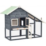 vidaXL Králíkárna šedá/bílá masivní jedlové dřevo 140 x 63 x 120 cm – Zboží Dáma