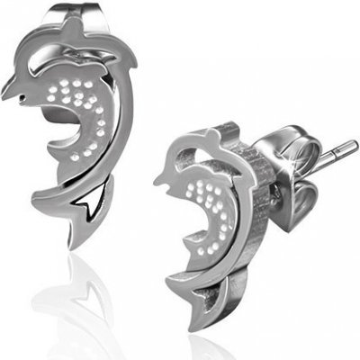 Šperky eshop ocelové náušnice barvy kontura skákajícího delfína puzetky SP86.17 – Zboží Mobilmania