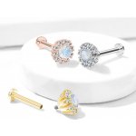 Šperky eshop piercing z oceli s vnitřním závitem kulatý květ s opalitovým středem čirý zirkon SP34.29 měděná – Hledejceny.cz