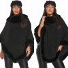 Dámský svetr a pulovr Fashionweek Dámské pončo s trojúhelníkovým zakončením ze bukla tkaniny Karr 9 Černá