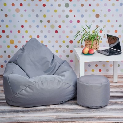 Sedací vak + podnožník zdarma šedý – Zboží Dáma