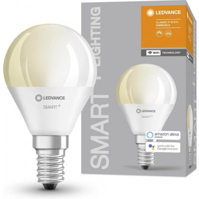 Ledvance Chytrá LED žárovka SMART+ WIFI, E14, 5W, P40, 470lm, 2700K, teplá bílá SMART+ WIFI – Zboží Mobilmania