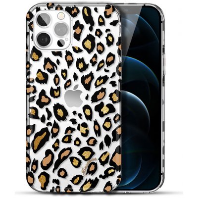 Pouzdro KINGXBAR Wild Apple iPhone 13 Pro Max - leopardí vzor - plastové / gumové - hnědé – Zboží Mobilmania