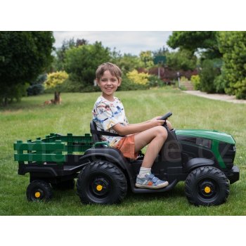 MaDe elektrický traktor s přívěsem černá zelená