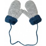YO ! Zimní kojenecké rukavičky s kožíškem se šňůrkou- šedé/granátový kožíšek – Sleviste.cz
