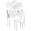 Toaletní stolky tectake 402074 kosmetický barok zrcadla a stolička - bílý
