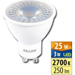 McLED LED GU10, 3W, 2700K, PAR16, 250lm