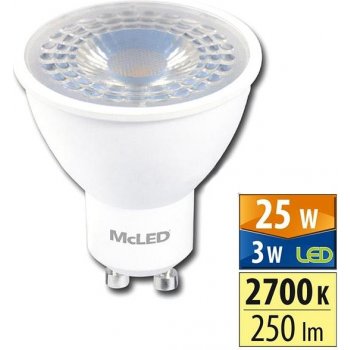McLED LED GU10, 3W, 2700K, PAR16, 250lm