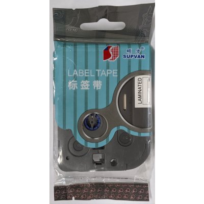 Samolepicí páska Supvan L-231E, 12mm x 8m, černý tisk / bílý podklad, laminovaná – Zboží Živě