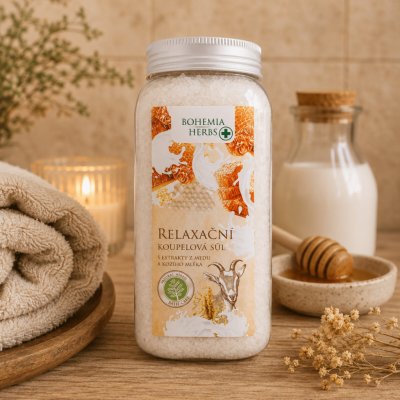 Bohemia Herbs Med a Kozí mléko relaxační koupelová sůl 900 g – Zboží Mobilmania