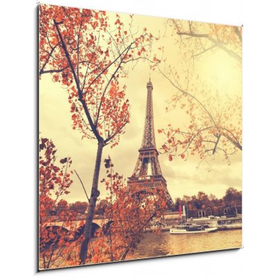 Skleněný obraz 1D - 50 x 50 cm - The eiffel tower in paris Eiffelova věž v Paříži – Zboží Mobilmania