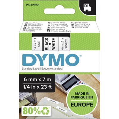 Dymo S0720780 - páska do tiskárny štítků D1, 6 mm x 7 m, černá na bílé – Zbozi.Blesk.cz