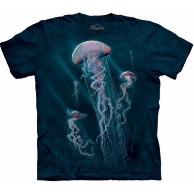 Pánské batikované triko The Mountain Mořské medůzy Jellyfish modré