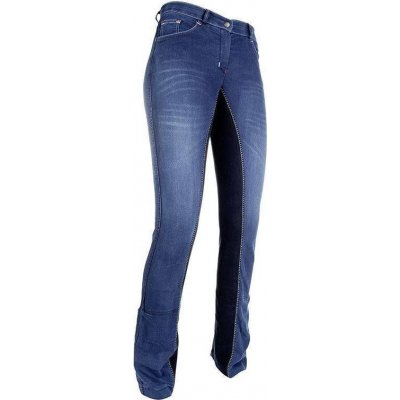 HKM Kalhoty jezdecké Summer Denim s celokoženým sedem jeans blue deep blue