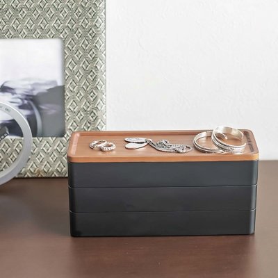 YAMAZAKI 3-patrový úložný box Rin 5810 černý – Zboží Dáma