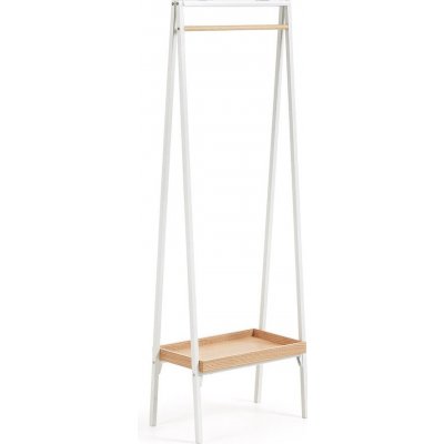 Kave Home Belgard stojan na oblečení bílá/přírodní 55 cm, 160 cm, 30 cm – Sleviste.cz
