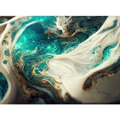 WEBLUX 538117667 Fototapeta papír Spectacular image of teal and white liquid ink churning together rozměry 360 x 266 cm – Sleviste.cz