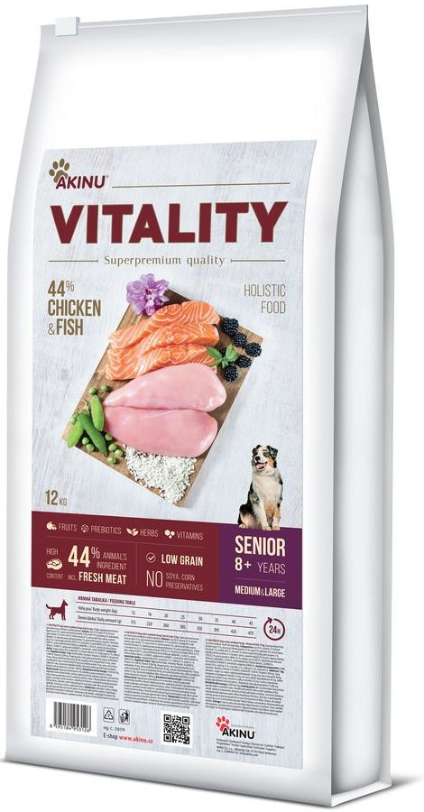 Akinu Vitality dog senior medium/large chicken & fish 12 kg