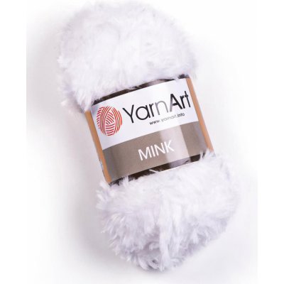 Pletací / háčkovací příze YarnArt MINK 345 sněhově bílá, kožešinový efekt, jednobarevná 50g/75m – Zboží Mobilmania