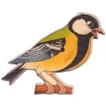 Knoflík dřevěný pták - sýkorka – Sleviste.cz