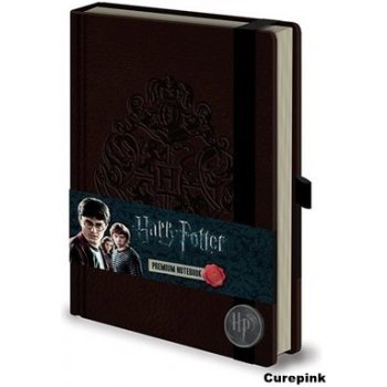 CurePink poznámkový blok A5 Harry Potter: Hogwart's Crest A5 18,8 X 21 cm hnědý SR72112