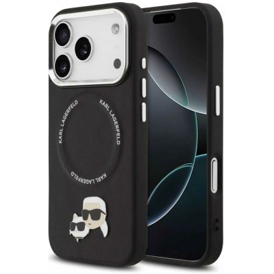 Karl Lagerfeld PU Karl and Choupette Heads Pins MagSafe Zadní Kryt pro iPhone 17 Pro Black – Zboží Živě