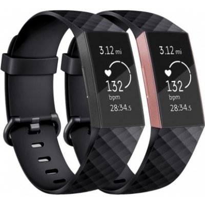 BStrap Silicone Diamond Large řemínek na Fitbit Charge 3 / 4, black SFI008C10 – Zbozi.Blesk.cz