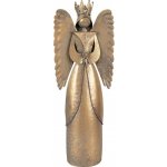 Clayre & Eef Zlatá antik kovová dekorace anděl Christmas Angel - 17*10*46 cm – Hledejceny.cz