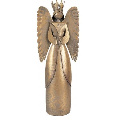 Clayre & Eef Zlatá antik kovová dekorace anděl Christmas Angel - 17*10*46 cm – Hledejceny.cz