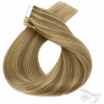 Vlasové PU pásky MINI Tape in na prodlužování vlasů 50cm 14/24 tmavá blond platinová extra – Zboží Dáma