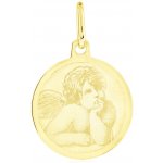 GEMMAX Jewelry Kulatý zlatý medailonek Anděl GUPYN2322 – Zboží Mobilmania
