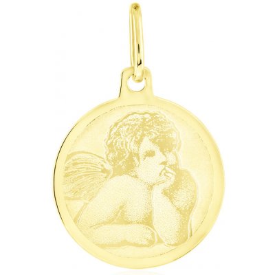 GEMMAX Jewelry Kulatý zlatý medailonek Anděl GUPYN2322 – Zboží Mobilmania