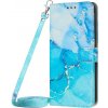 Pouzdro a kryt na mobilní telefon Samsung PROTEMIO 55771 ART MARBLE Peněženkový kryt s řemínkem Samsung Galaxy S23 5G BLUE