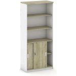 Mirelli, Kombinovaná kancelářská skříň 800 x 400 x 1800 mm, bílá / dub sonoma – Zboží Dáma