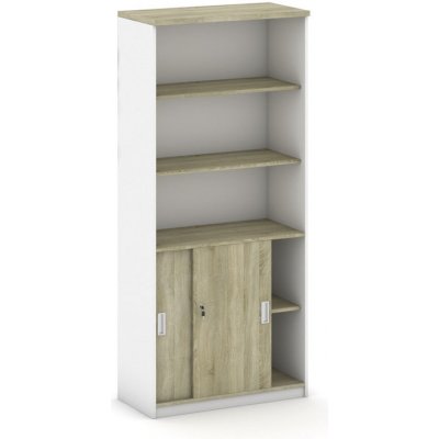 Mirelli, Kombinovaná kancelářská skříň 800 x 400 x 1800 mm, bílá / dub sonoma – Zboží Dáma