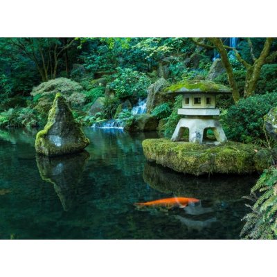WEBLUX 72382315 Samolepka fólie A Lantern and Waterfall in the Portland Japanese Garden Lucerna a vodopád v japonské zahradě v Portlandu rozměry 100 x 73 cm – Zbozi.Blesk.cz