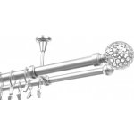 Garol Stropní kovová garnýž dvojitá Koule Azur stříbrná exclusive komplet 120 cm – Sleviste.cz