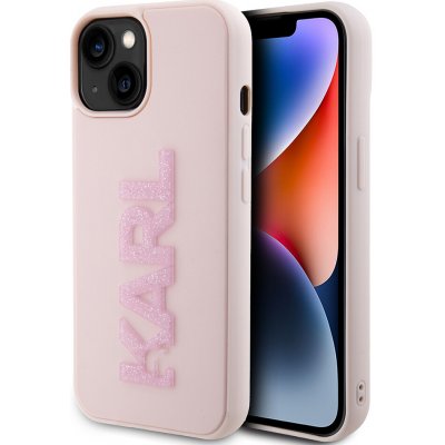 Karl Lagerfeld - 3D design KLHCP15S3DMBKCP - iPhone 15 - Růžové gumové třpytivé logo – Zboží Mobilmania