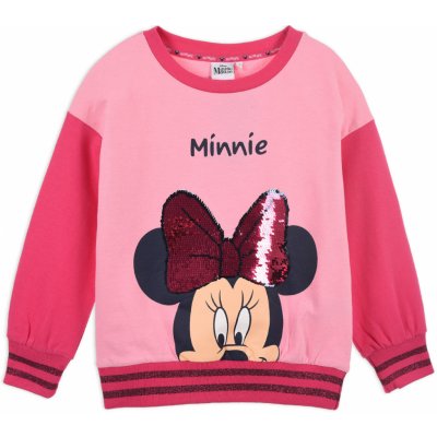Dívčí mikina s překlápěcími flitry DISNEY MINNIE s mašlí růžová – Zboží Dáma