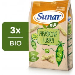 SUNAR BIO Křupky Hráškové lusky 3 x 45 g