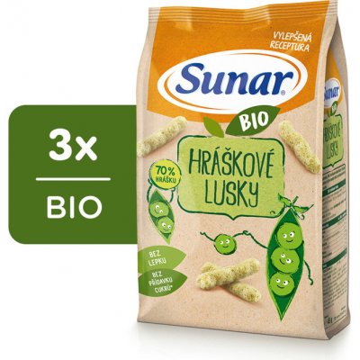 SUNAR BIO Křupky Hráškové lusky 3 x 45 g – Zbozi.Blesk.cz