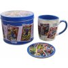 Hrnek a šálek CurePink Dárkový set v plechové krabičce Marvel Comics: Retro Collector Cards hrnku GP85537 370 ml