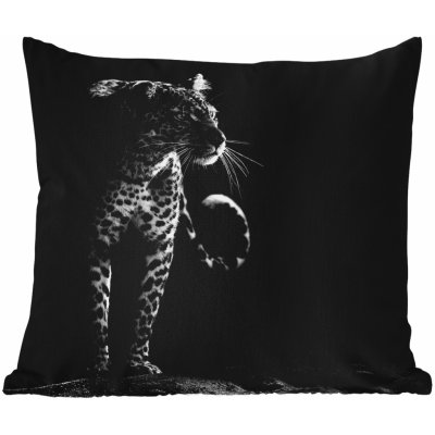 MuchoWow Vnější polštář Volně žijící zvířata Leopard Příroda Černá Bílá 50x50