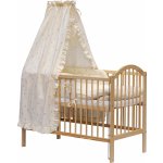 Scarlett postýlka Alenka 120 x 60 cm borovice přírodní s výbavou Méďa béžová stahovací bok s nebesy – Zboží Dáma