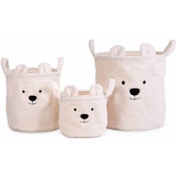 Childhome Koše Teddy off White 3ks 40x40x40/30x30x30/25x20x20 krémová