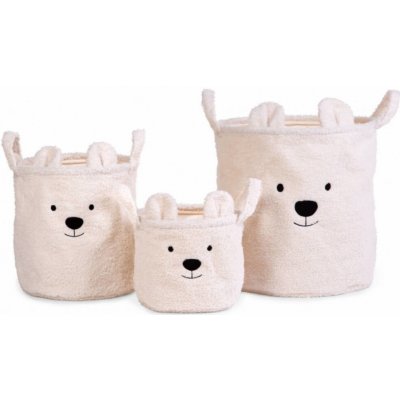 Childhome Koše Teddy off White 3ks 40x40x40/30x30x30/25x20x20 krémová – Zboží Dáma