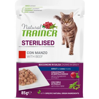 Natural Trainer Cat STERILISED hovězí 85 g – Sleviste.cz