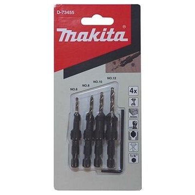 MAKITA D-73455 sada vrtáků se záhlubníkem 4ks, 2,4+2,8+3,2+3,6mm, záhlubníky 6+8+10+12mm – Zboží Dáma