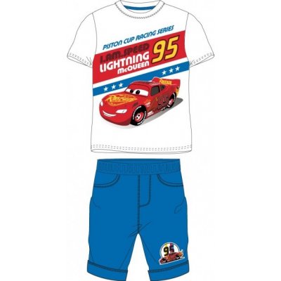 E plus M chlapecký bavlněný letní set (tričko + šortky) Auta Cars blesk McQueen bílý – Zboží Mobilmania