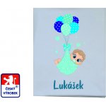 Dětský svět Dětská deka bavlněná miminko chlapeček s balónky se jménem miminka – Sleviste.cz